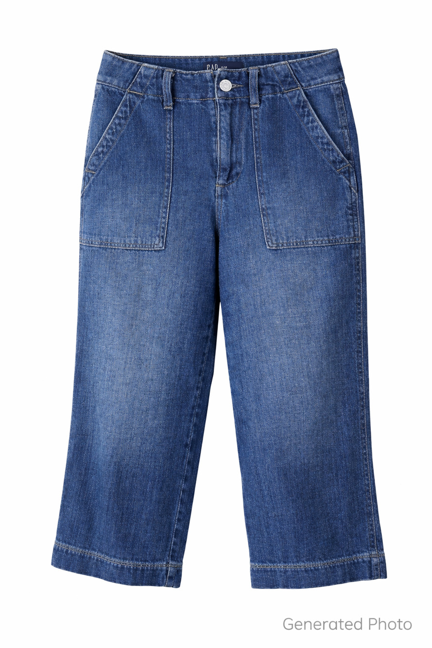 GAP Women's Wide Leg Jeans Culottes  Size 2/26 Blue High Rise Utility Cropped